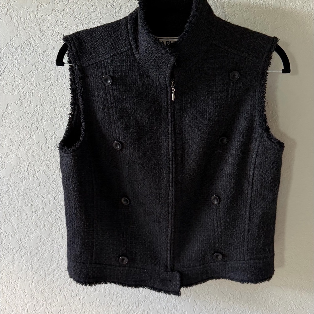 Carlisle Black Textured Zip-Front Vest